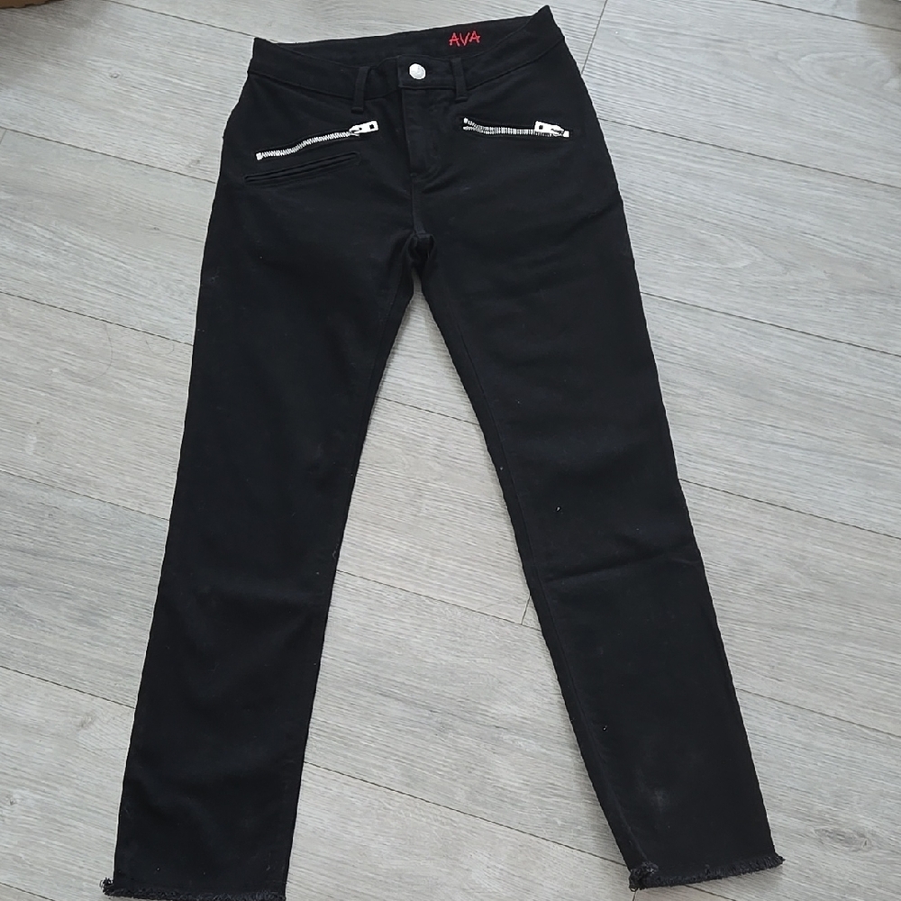 Zadig & Voltaire Women's Ava Perm Jeans Raw Hem Cropped Black Size 24
